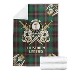 Clan Chisholm Hunting Ancient Tartan Gold Courage Symbol Blanket FV41 Clan Chisholm Tartan Today