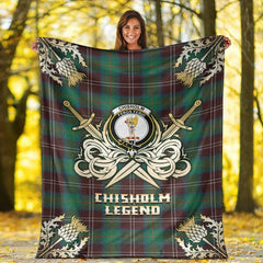 Clan Chisholm Hunting Ancient Tartan Gold Courage Symbol Blanket FV41 Clan Chisholm Tartan Today