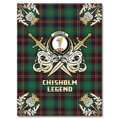 Clan Chisholm Hunting Ancient Tartan Gold Courage Symbol Blanket FV41 Clan Chisholm Tartan Today