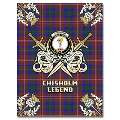 Clan Chisholm Hunting Modern Tartan Gold Courage Symbol Blanket BR62 Clan Chisholm Tartan Today