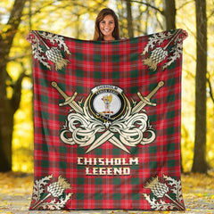 Clan Chisholm Modern Tartan Gold Courage Symbol Blanket YH54 Clan Chisholm Tartan Today