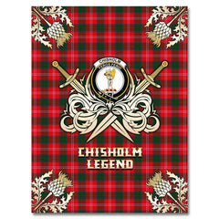 Clan Chisholm Modern Tartan Gold Courage Symbol Blanket YH54 Clan Chisholm Tartan Today