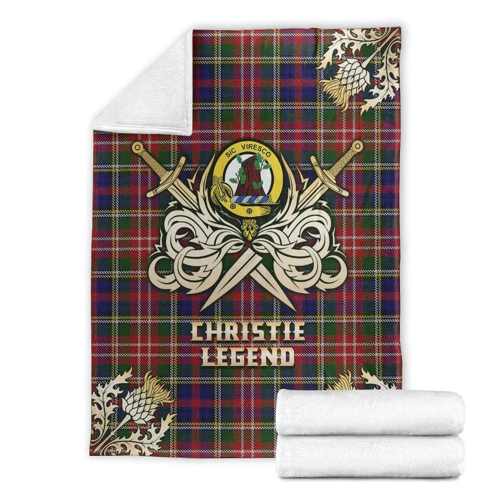 Clan Christie Tartan Gold Courage Symbol Blanket QB14 Clan Christie Tartan Today