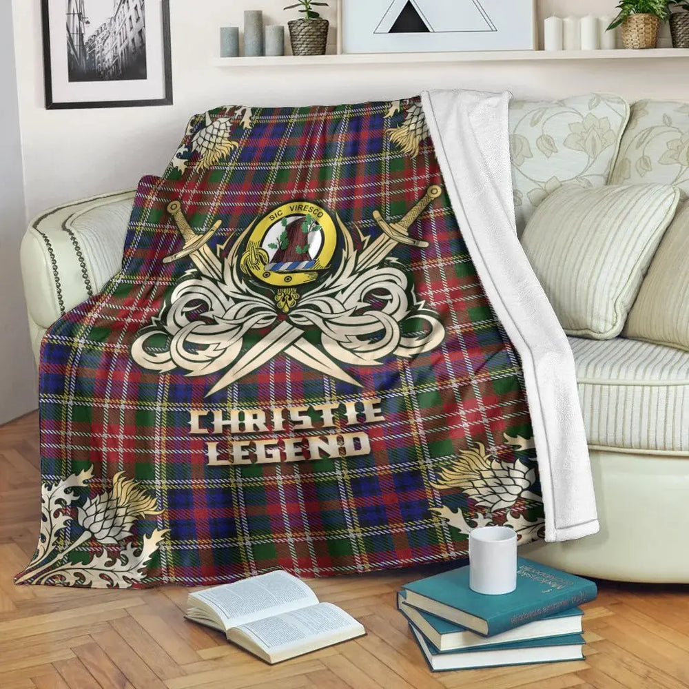 Clan Christie Tartan Gold Courage Symbol Blanket QB14 Clan Christie Tartan Today