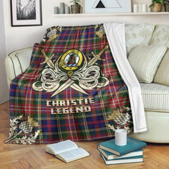 Clan Christie Tartan Gold Courage Symbol Blanket QB14 Clan Christie Tartan Today