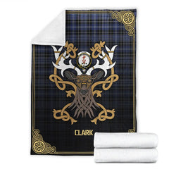 Clan Clark Modern Tartan Crest Premium Blanket Celtic Stag Style MF99 Clan Clark Tartan Today