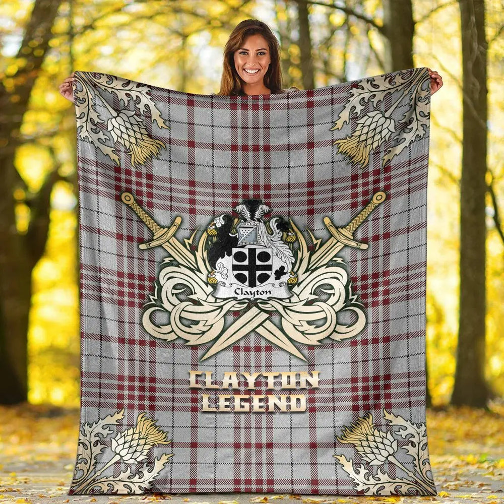 Clan Clayton Tartan Gold Courage Symbol Blanket UI46 Tartan Today