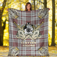 Clan Clayton Tartan Gold Courage Symbol Blanket UI46 Tartan Today
