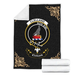 Clan Clelland Crest Tartan Premium Blanket Black WG28 Clan Clelland Tartan Today