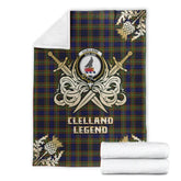 Clan Clelland Modern Tartan Gold Courage Symbol Blanket WI91 Clan Clelland Tartan Today