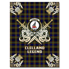 Clan Clelland Modern Tartan Gold Courage Symbol Blanket WI91 Clan Clelland Tartan Today