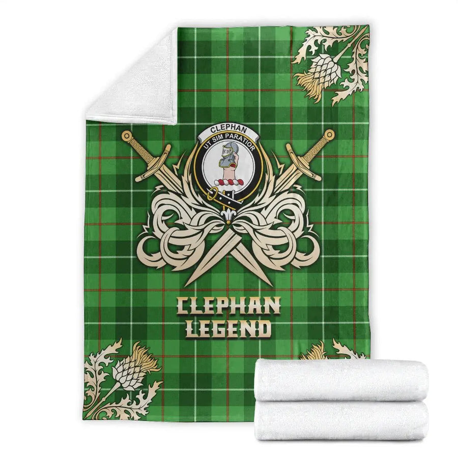 Clan Clephan Tartan Gold Courage Symbol Blanket