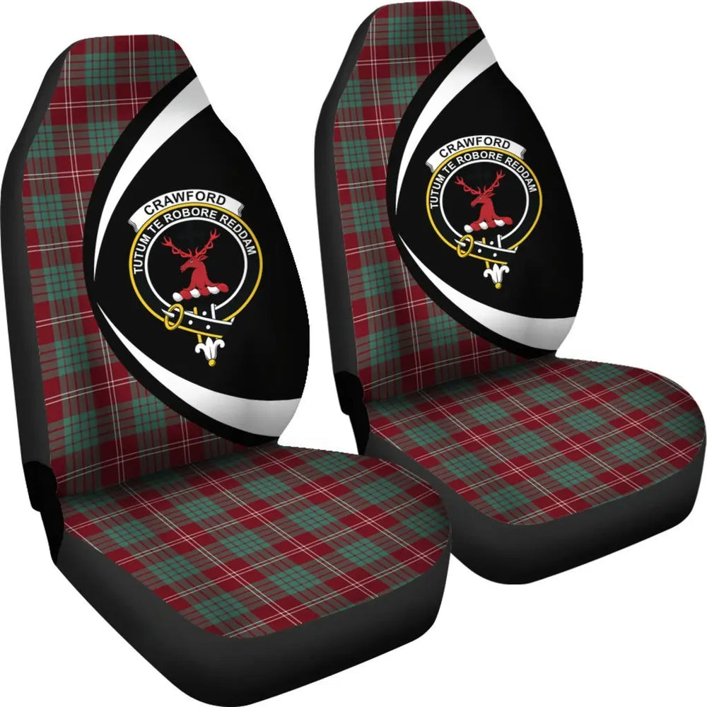 Clan Crawford Modern Tartan Crest Circle Style Car Seat Cover VD25 Clan Crawford Tartan Today