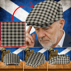 Clan Menzies Black & White Ancient Tartan Flat Cap UA84 Menzies Black & White Ancient Tartan Tartan Today