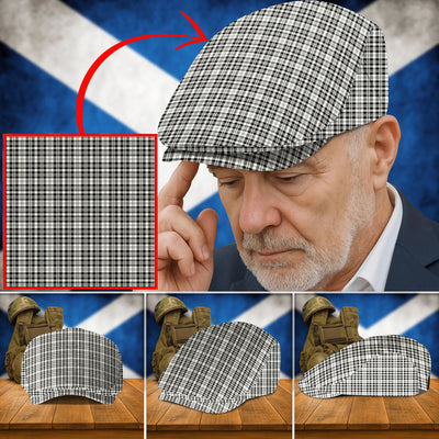 Clan Scott Black & White Ancient Tartan Flat Cap ZH31