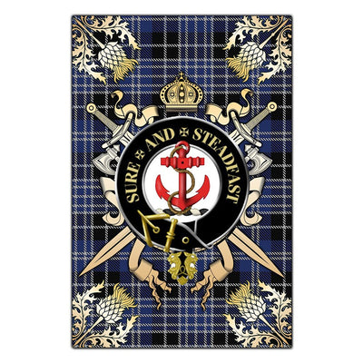 Clan Clark Tartan Crest Black Garden Flag - Gold Thistle