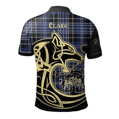 Clan Clark Tartan Polo Shirt Viking Wolf ZC55 Clark Tartan Tartan Polo