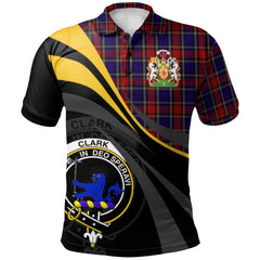 Clan Clark (Lion) Red Tartan Polo Shirt - Royal Coat Of Arms Style CC98 Clark (Lion) Red Tartan Tartan Polo