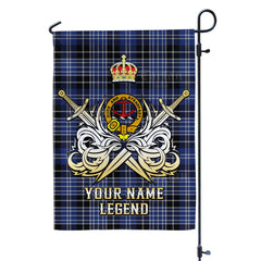 Custom Name Clan Clark 1 Tartan Garden Flag with Clan Crest and the Golden Sword of Courageous Legacy DR97