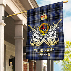 Custom Name Clan Clark 1 Tartan Garden Flag with Clan Crest and the Golden Sword of Courageous Legacy DR97