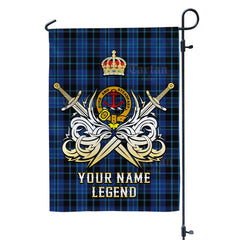 Custom Name Clan Clark 2 Tartan Garden Flag with Clan Crest and the Golden Sword of Courageous Legacy MT92