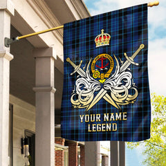 Custom Name Clan Clark 2 Tartan Garden Flag with Clan Crest and the Golden Sword of Courageous Legacy MT92