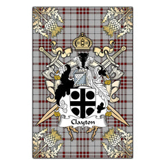 Clan Clayton Tartan Crest Black Garden Flag - Gold Thistle GC81 Clan Hall Tartan Today