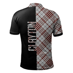 Clan Clayton Tartan Polo Shirt Half of Me - Cross Style SB52 Clayton Tartan Tartan Polo