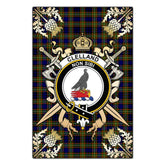 Clan Clelland Modern Tartan Crest Black Garden Flag - Gold Thistle HL54 Clan Clelland Tartan Today
