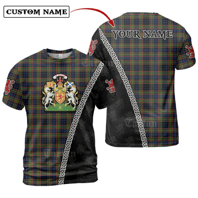 Personalized Clan Clelland Modern Tartan Shirt with Scotland Coat of Arms & Custom Name