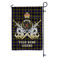 Custom Name Clan Clelland Modern Tartan Garden Flag with Clan Crest and the Golden Sword of Courageous Legacy FG93