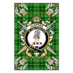 Clan Clephane Tartan Crest Black Garden Flag - Gold Thistle SP58 Clan Clephan Tartan Today