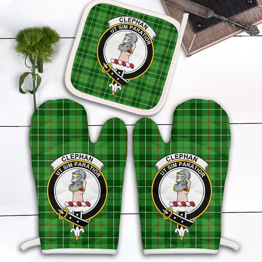 Clan Clephan Tartan Crest Oven Mitt And Pot Holder (2 Oven Mitts + 1 Pot Holder)