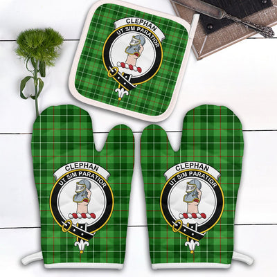 Clan Clephan Tartan Crest Oven Mitt And Pot Holder (2 Oven Mitts + 1 Pot Holder)