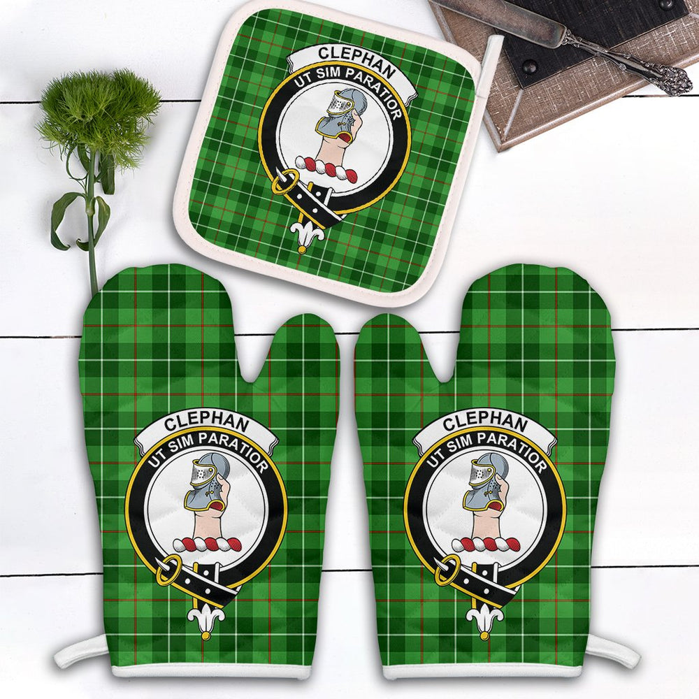 Clan Clephan Tartan Crest Oven Mitt And Pot Holder (2 Oven Mitts + 1 Pot Holder) QE54 Clan Clephan Tartan Today
