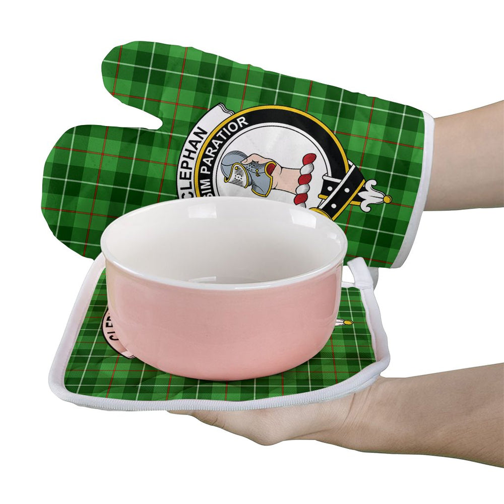 Clan Clephan Tartan Crest Oven Mitt And Pot Holder (2 Oven Mitts + 1 Pot Holder) QE54 Clan Clephan Tartan Today