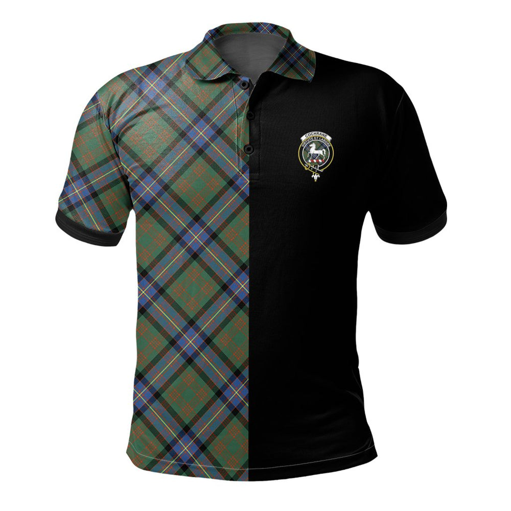 Clan Cochrane Ancient Tartan Polo Shirt Half of Me - Cross Style UP65 Cochrane Ancient Tartan Tartan Polo
