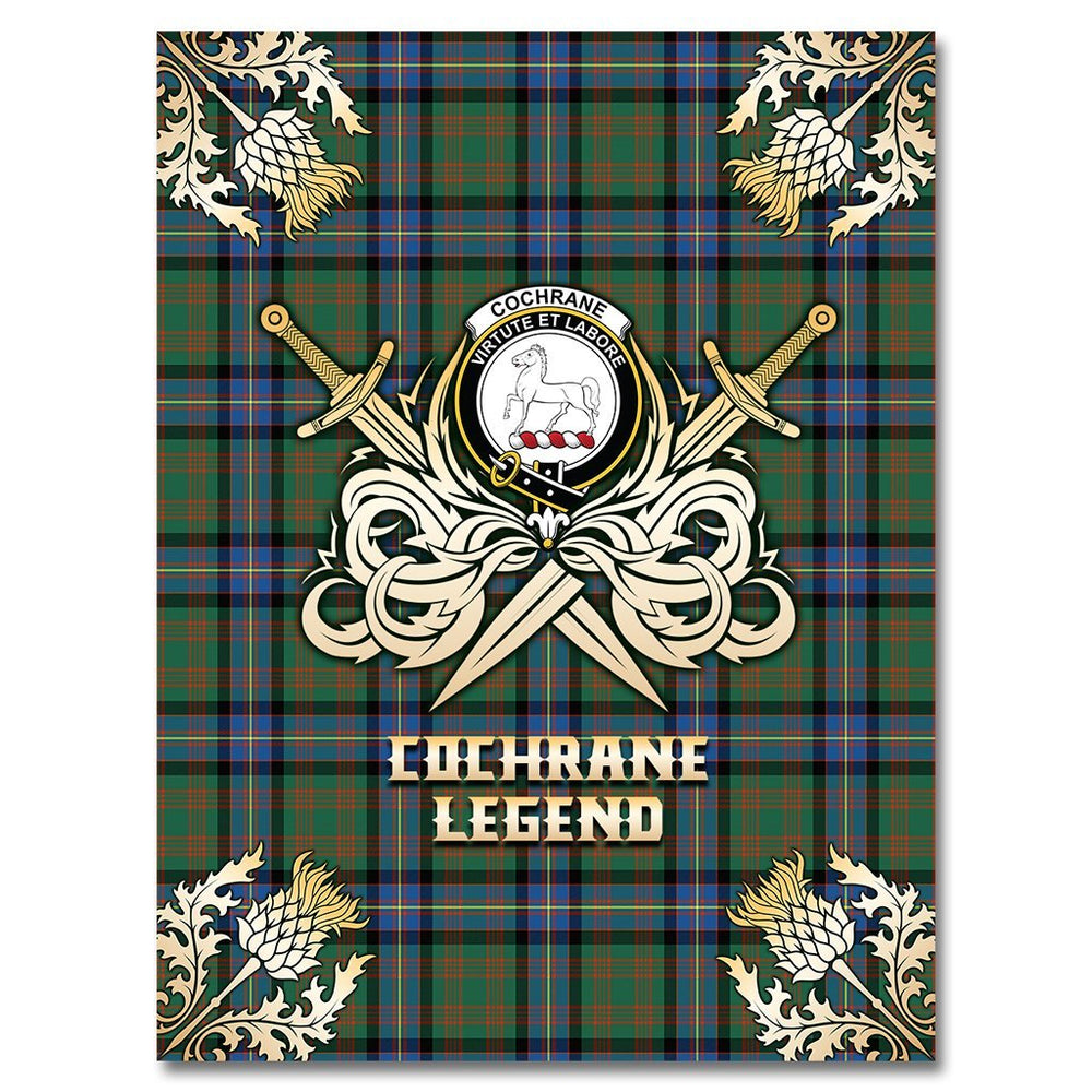 Clan Cochrane Ancient Tartan Gold Courage Symbol Blanket RC81 Clan Cochrane Tartan Today