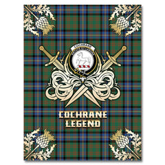 Clan Cochrane Ancient Tartan Gold Courage Symbol Blanket RC81 Clan Cochrane Tartan Today