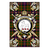 Clan Cochrane Modern Tartan Crest Black Garden Flag - Gold Thistle YK15 Clan Cochrane Tartan Today