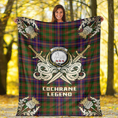 Clan Cochrane Modern Tartan Gold Courage Symbol Blanket UQ48 Clan Cochrane Tartan Today