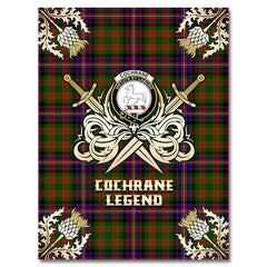 Clan Cochrane Modern Tartan Gold Courage Symbol Blanket UQ48 Clan Cochrane Tartan Today