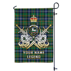 Custom Name Clan Cochrane Ancient Tartan Garden Flag with Clan Crest and the Golden Sword of Courageous Legacy UV63
