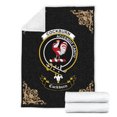 Clan Cockburn Crest Tartan Premium Blanket Black IQ49 Clan Cockburn Tartan Today
