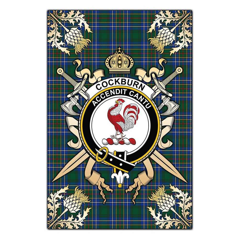 Clan Cockburn Ancient Tartan Crest Black Garden Flag - Gold Thistle XB80 Clan Cockburn Tartan Today