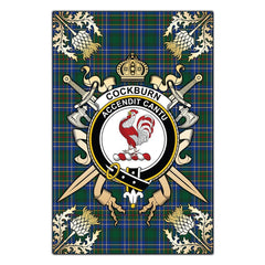 Clan Cockburn Ancient Tartan Crest Black Garden Flag - Gold Thistle XB80 Clan Cockburn Tartan Today