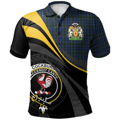 Clan Cockburn Blue Tartan Polo Shirt - Royal Coat Of Arms Style LJ80 Cockburn Blue Tartan Tartan Polo