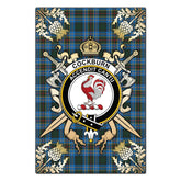 Clan Cockburn Modern Tartan Crest Black Garden Flag - Gold Thistle BA55 Clan Cockburn Tartan Today