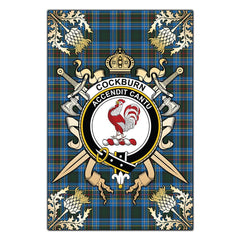 Clan Cockburn Modern Tartan Crest Black Garden Flag - Gold Thistle BA55 Clan Cockburn Tartan Today