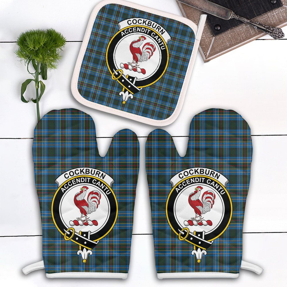 Clan Cockburn Modern Tartan Crest Oven Mitt And Pot Holder (2 Oven Mitts + 1 Pot Holder) EZ10 Clan Cockburn Tartan Today